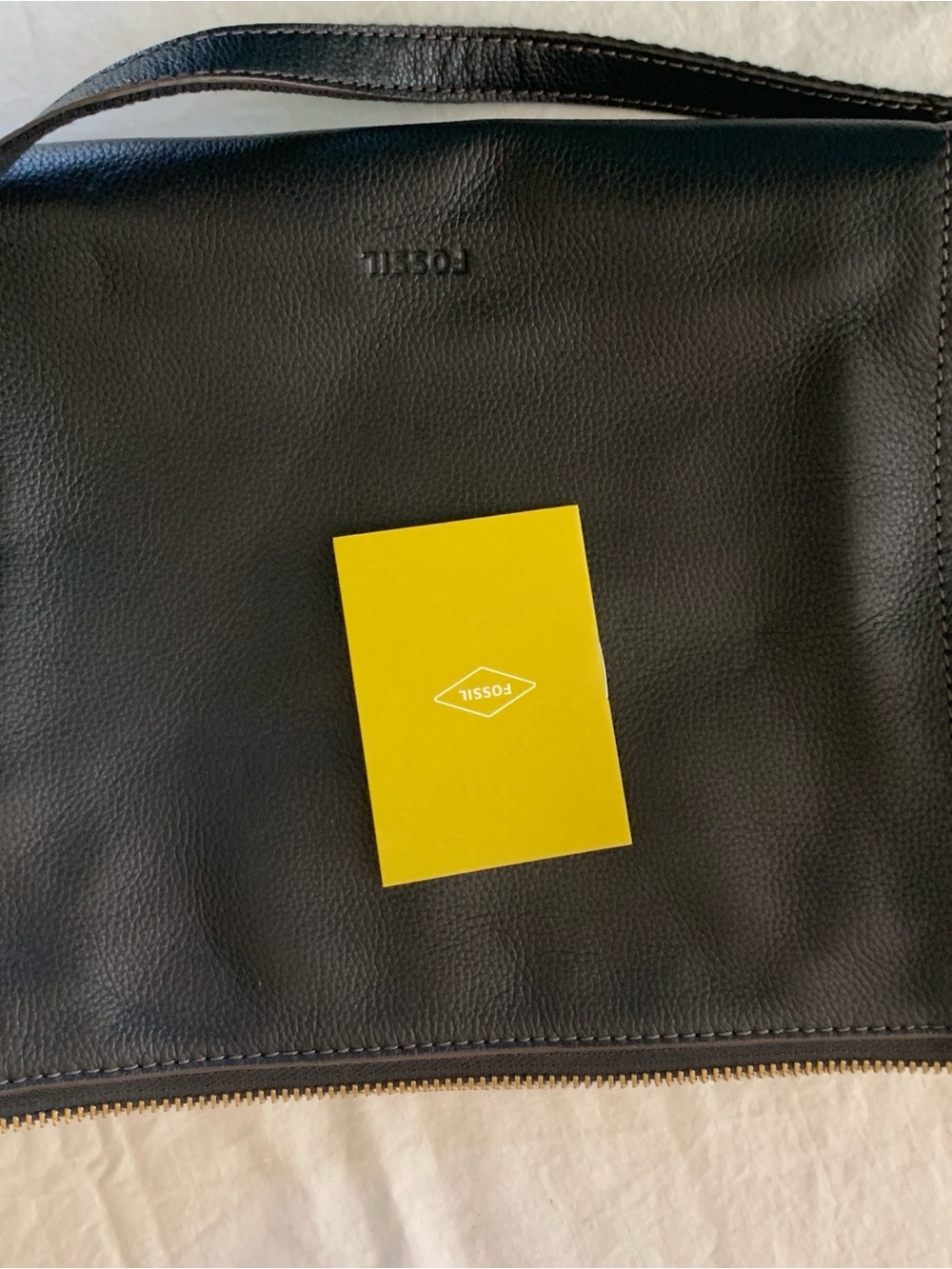 Fossil 100% Leather Crossbody Bag with Gold Zip